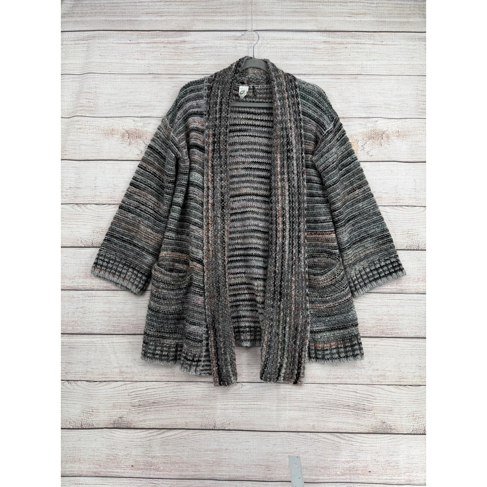 Anthropologie Akemi + Kin Cardigan Womens Small Gray Striped Alpaca Wool Blend